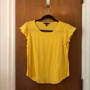 Banana Republic yellow flutter sleeve top